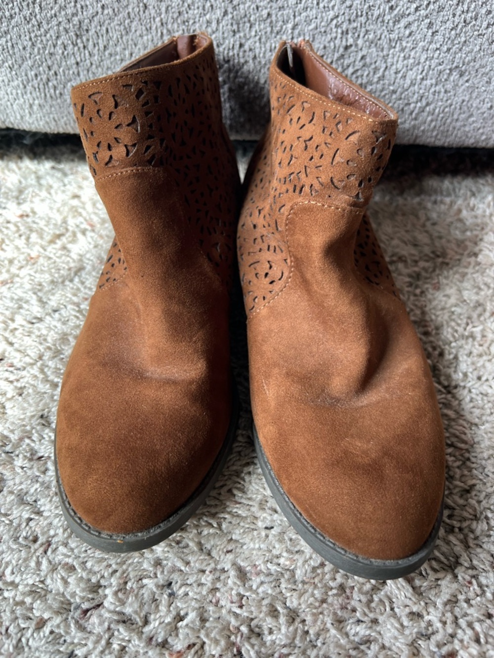 Carlos by Carlos Santana Brown Suede Ankle Booties with Cutout Detail